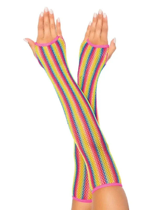 leather nightie black-Rainbow Net Fingerless Arm Warmer Gloves - One  Size - Multicolor