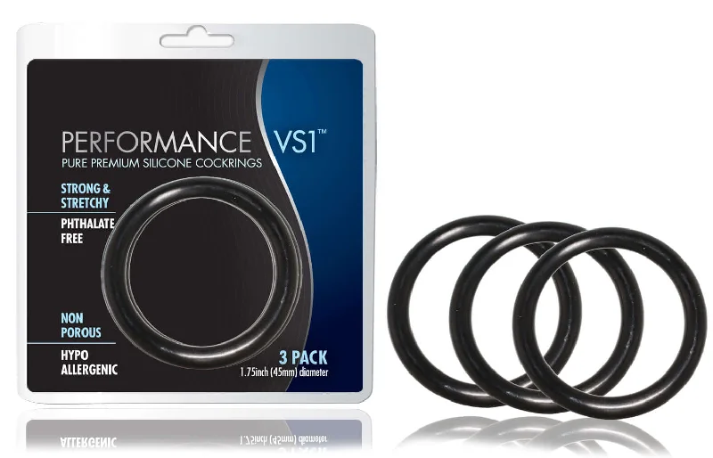 cock ring soft style-Blush Novelties Performance Silicone Cock Rings Black