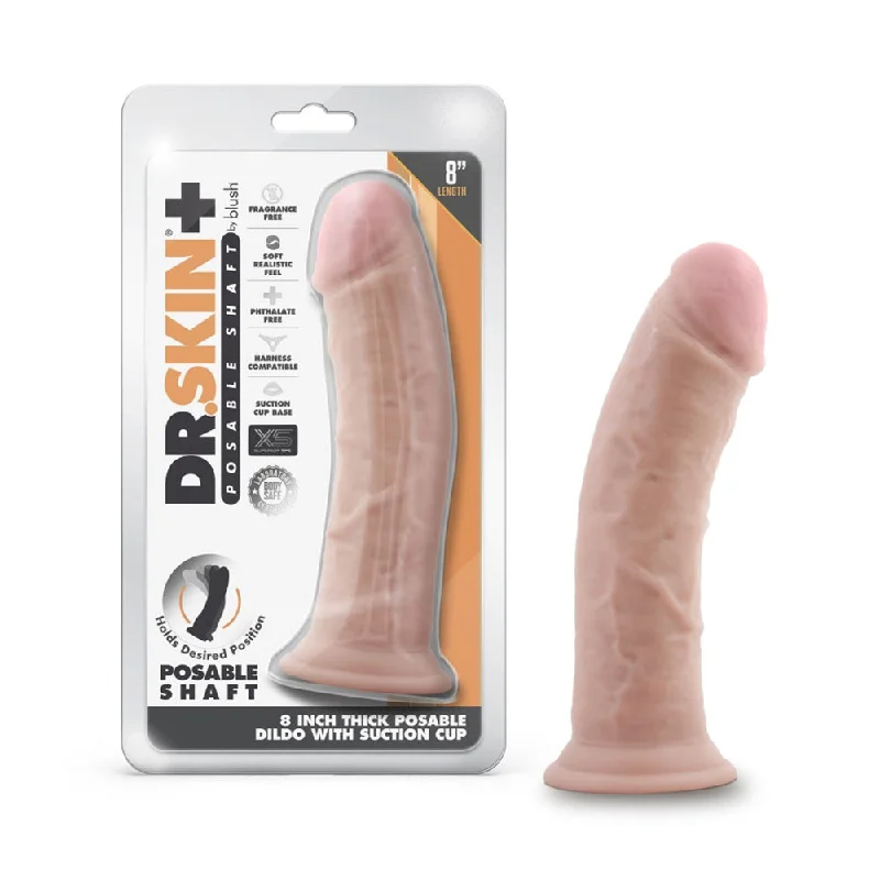 Dildo-bare-Dr. Skin Plus 8" Thick Posable Dildo Vanilla