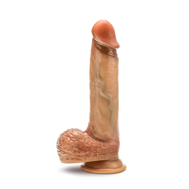 Dildo-jointed-Renaissance - Raphael - 9.5 Inch Sliding Foreskin Dildo With Squeezable Balls - Tan