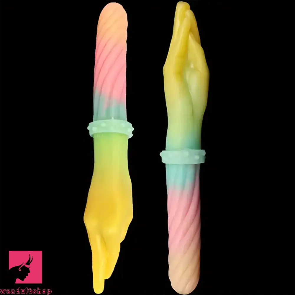 Penis-upright-14.56in Silicone Double-headed Palm Long Huge Soft Dildo For Fist