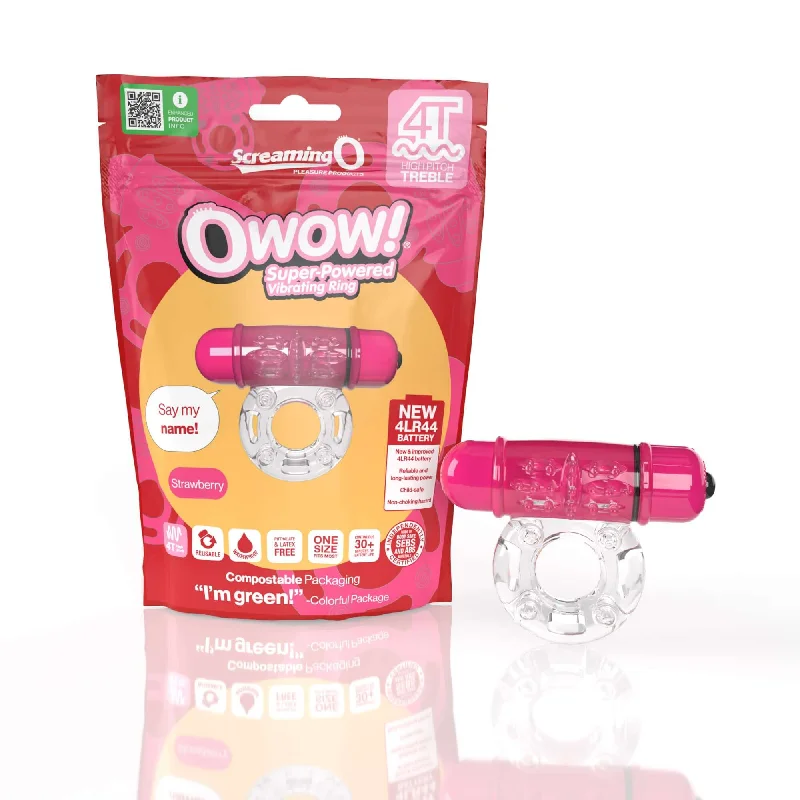 cock ring quiet operation-Screaming O 4T OWOW Strawberry Pink High Pitch Treble Vibrating Cock Ring