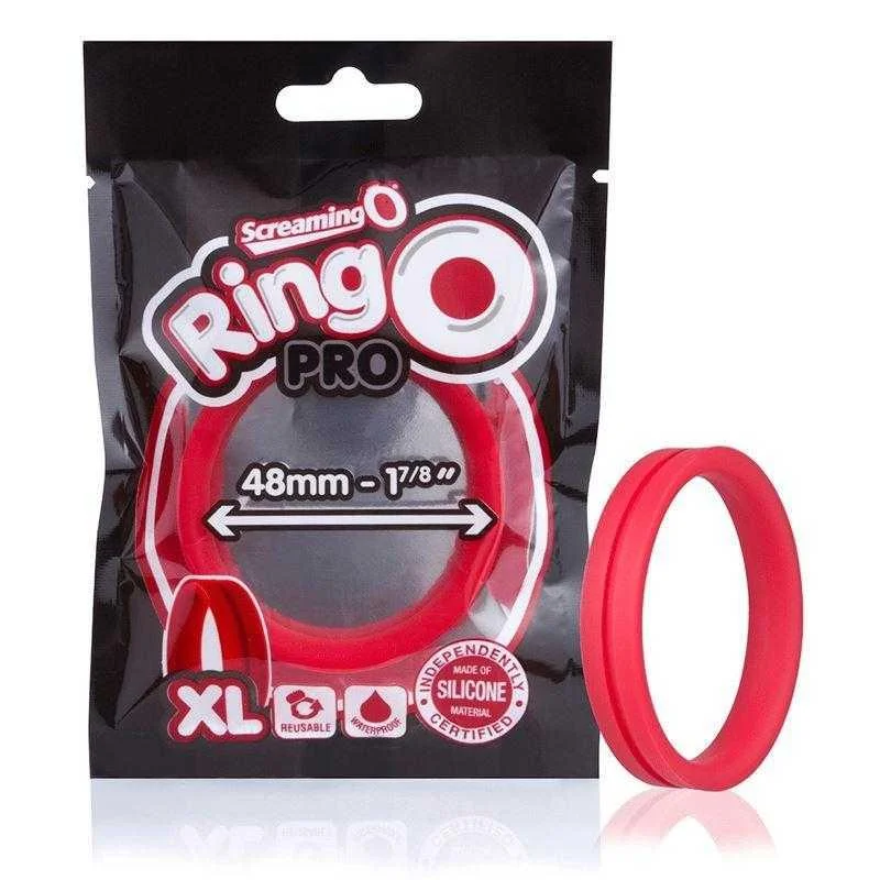 anal toys with ribbed base-Screaming O - Ring O Pro XL - Red Silicone Ring