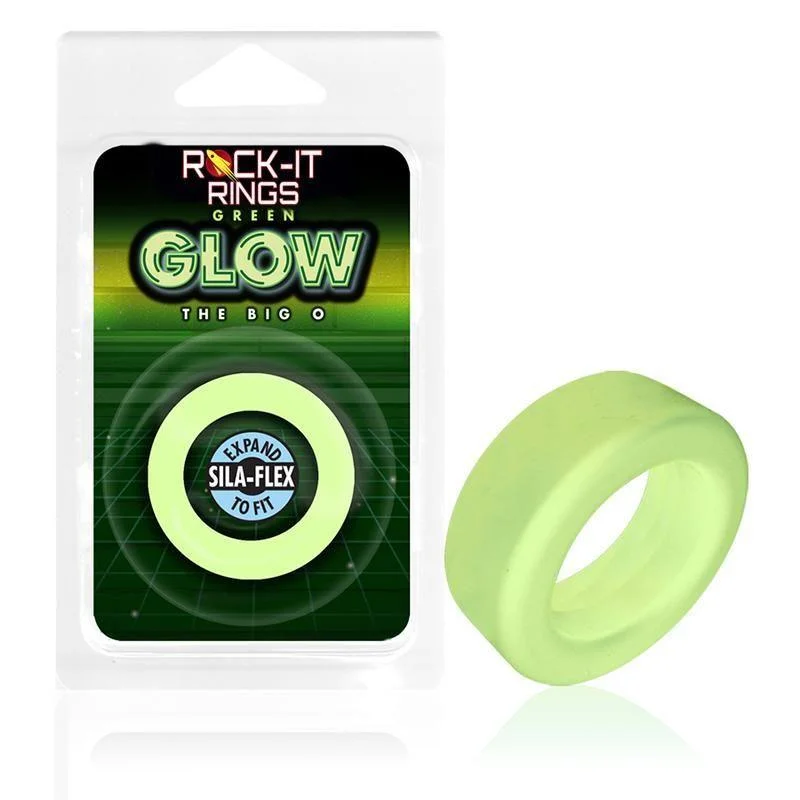 anal toys with quiet shaft-Rock-it Rings GLOW The Big O C-Ring - Glows in the Dark! - Green