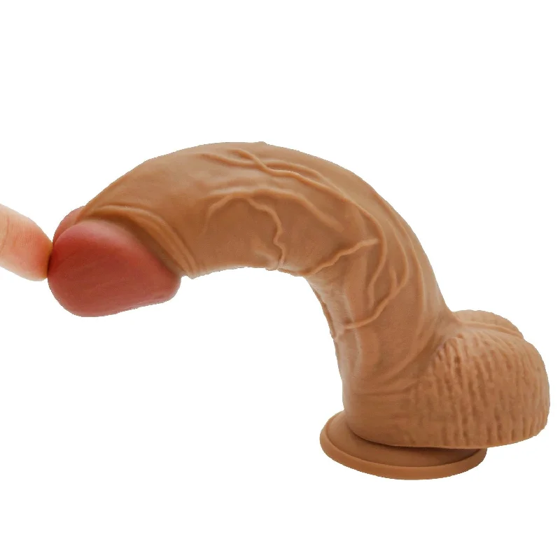 Penis-blunt-Ultra Liquid Silicone Realistic Suction Cup Dildo with Balls 8.1 Inch