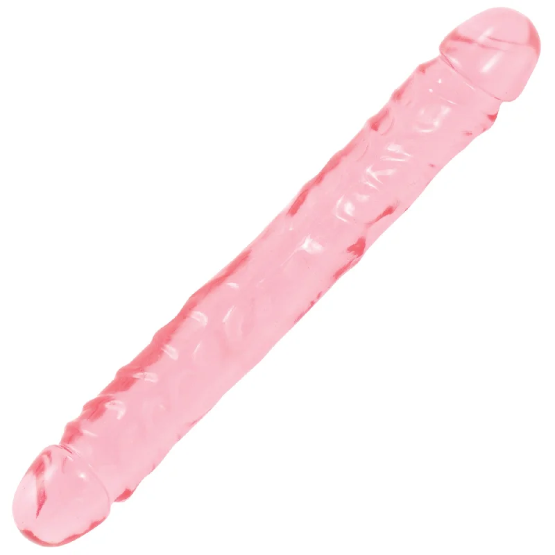 penis-skin-hydration-methods-Crystal Jellies Jr. Double Dong 12 Inch - Pink